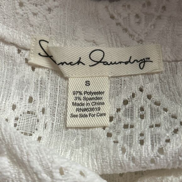 NEW French Laundry Button Down Ivory Lace Knit Blouse Tie Front - Size Small - Picture 8 of 11